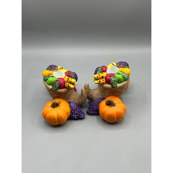 Partylite Harvest Time Cornucopia Taper Candle Holders  Thanksgiving Table Decor - Picture 5 of 10